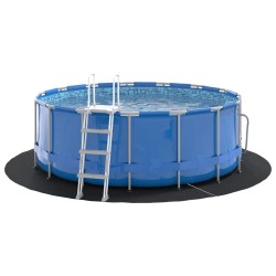 Tapis de sol de piscine noir Ø 244 cm, en tissu non tissé, rond. 