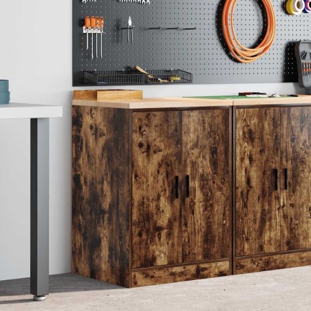Armoire de rangement de garage chêne fumé 60x51x85 cm bois pin 