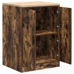 Armoire de rangement de garage chêne fumé 60x51x85 cm bois pin 