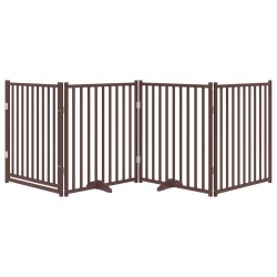 Barrière pour chiens avec porte 4 panneaux bois de sapin massif 