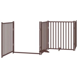 Barrière pour chiens avec porte 4 panneaux bois de sapin massif 