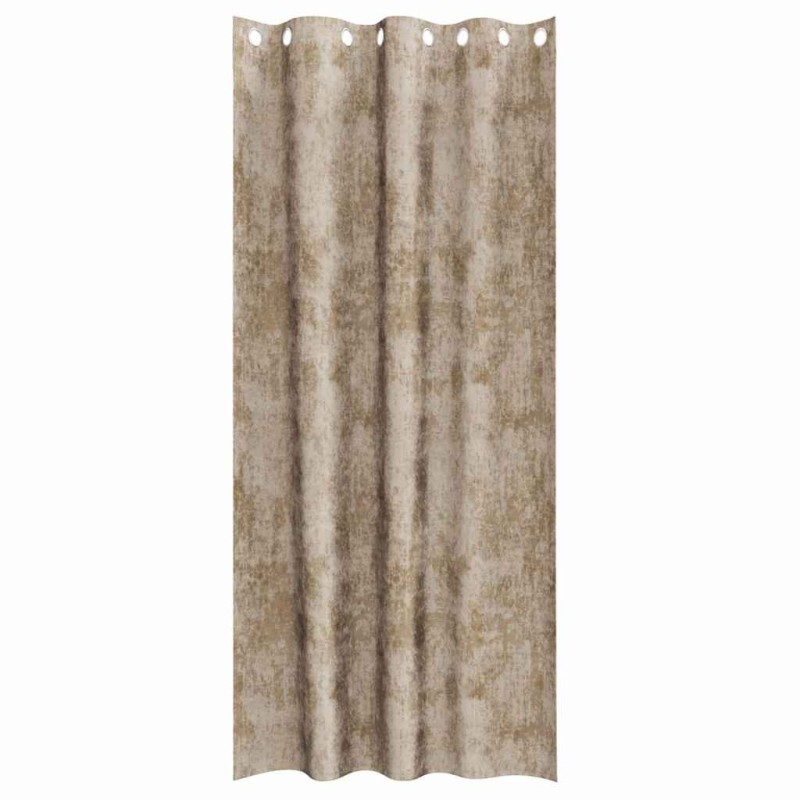 Rideaux en velours 2 pcs avec œillets Champagne 245 x 140 cm 