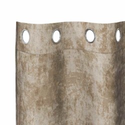 Rideaux en velours 2 pcs avec œillets Champagne 245 x 140 cm 