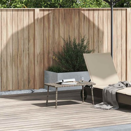 Table basse de jardin rectangulaire gris 80x40x37 cm rotin 