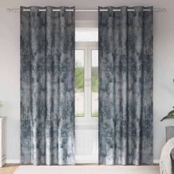 Paire de rideaux en velours 2 pièces avec œillets gris argent, 245 x 140 cm 
