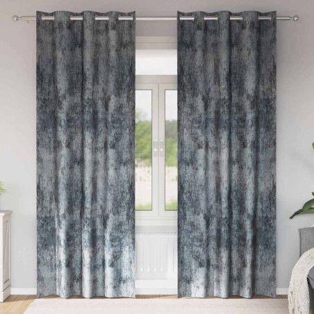Paire de rideaux en velours 2 pièces avec œillets gris argent, 245 x 140 cm 