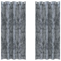 Paire de rideaux en velours 2 pièces avec œillets gris argent, 245 x 140 cm 