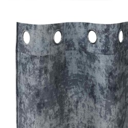 Paire de rideaux en velours 2 pièces avec œillets gris argent, 245 x 140 cm 
