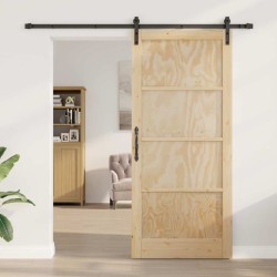 Porte Coulissante avec Kit de Quincaillerie 93x211 cm Bois Solide en Pin 