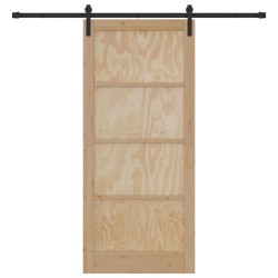 Porte Coulissante avec Kit de Quincaillerie 93x211 cm Bois Solide en Pin 