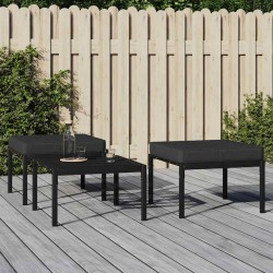Tabourets de jardin et coussins gris lot de 2 60x60x35 cm acier 