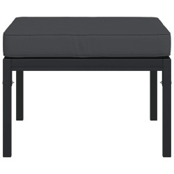 Tabourets de jardin et coussins gris lot de 2 60x60x35 cm acier 