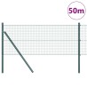 Clôture en fil soudé avec 13 poteaux Vert 0.8x50 m Acier 