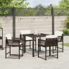 Set de salle à manger de jardin , 5 pièces, avec coussins en poly rotin marron 
