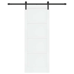 Porte coulissante avec quincaillerie blanche 78x211 cm en bois massif de pin 