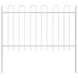 Clôture de jardin blanche avec arc, 8,5x0,8 m, en acier 