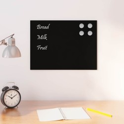 Tableau noir magnétique mural Noir 40x30 cm Verre trempé 