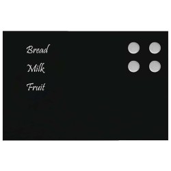 Tableau noir magnétique mural Noir 40x30 cm Verre trempé 