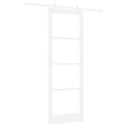 Porte coulissante avec kit de quincaillerie blanche 83x232 cm en bois massif de pin 