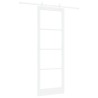 Porte coulissante avec kit de quincaillerie blanche 83x232 cm en bois massif de pin 