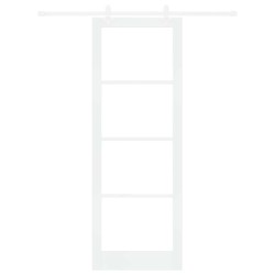 Porte coulissante avec kit de quincaillerie blanche 83x232 cm en bois massif de pin 