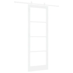 Porte coulissante avec kit de quincaillerie blanche 83x232 cm en bois massif de pin 