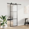 Porte coulissante kit de quincaillerie noir 76x205 cm verre ESG 