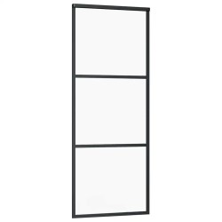 Porte coulissante kit de quincaillerie noir 76x205 cm verre ESG 