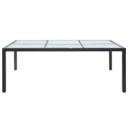 Table à dîner d'extérieur Noir 200x150x74 cm Résine tressée 