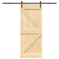 Porte coulissante et kit de quincaillerie 85x210 cm pin massif 