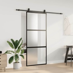 Porte coulissante avec kit de quincaillerie noir 90x205 cm 