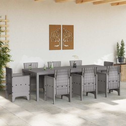 Table de jardin gris clair 250x100x73 cm Poly Rattan 