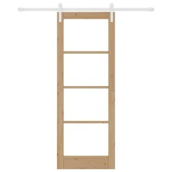 Porte coulissante avec quincaillerie 'ORKDAL'bois massif et verre 