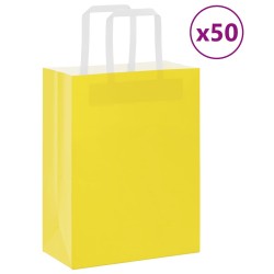 Sacs en papier 50 pcs avec poignées jaune 21x11x28 cm 