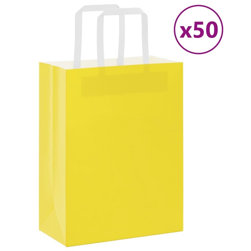 Sacs en papier 50 pcs avec poignées jaune 21x11x28 cm 