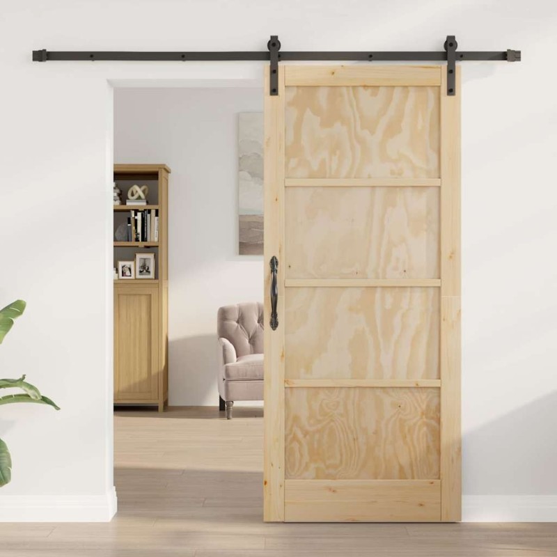 Porte coulissante avec kit de quincaillerie 86x198,5 cm Bois massif pin 