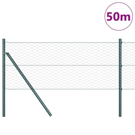 Clôture Hexagonale Verte 0.6x50 m Acier 
