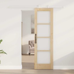 Porte coulissante avec kit de quincaillerie 'ORKDAL'Bois massif & Verre 