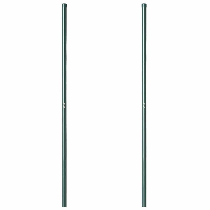 Poteaux de clôture 2 pcs Vert 140 cm Acier peint par poudre 