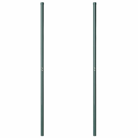 Poteaux de clôture 2 pcs Vert 140 cm Acier peint par poudre 