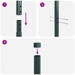 Poteaux de clôture 2 pcs Vert 140 cm Acier peint par poudre 