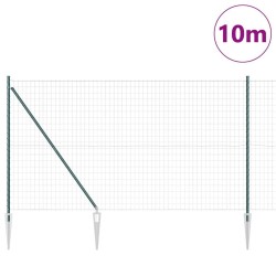 Clôture euro avec 7 poteaux pointus, 1,6 x 10 m en acier galvanisé vert 