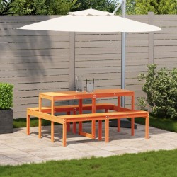 Table de pique-nique cire marron 160x134x75 cm bois massif pin 