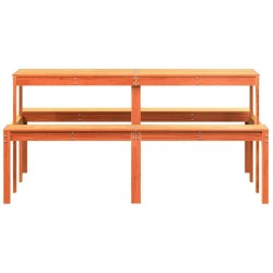 Table de pique-nique cire marron 160x134x75 cm bois massif pin 