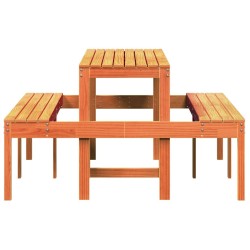 Table de pique-nique cire marron 160x134x75 cm bois massif pin 