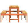 Table de pique-nique cire marron 160x134x75 cm bois massif pin 