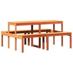 Table de pique-nique cire marron 160x134x75 cm bois massif pin 