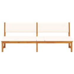 Chaise longue 3-en-1 avec coussins crème en bois massif d'acacia 