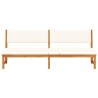 Chaise longue 3-en-1 avec coussins crème en bois massif d'acacia 