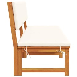 Chaise longue 3-en-1 avec coussins crème en bois massif d'acacia 